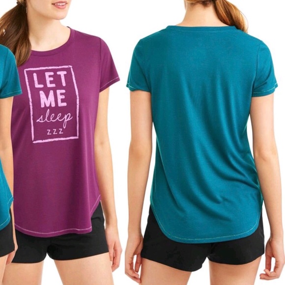 NEW LET ME SLEEP ZZZ Sleepwear Tee Shirt Short Sleeve Magenta Small Women’s NWOT - Picture 2 of 16